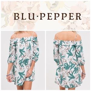 Blu Pepper Cold Shoulder Floral Shift Dress